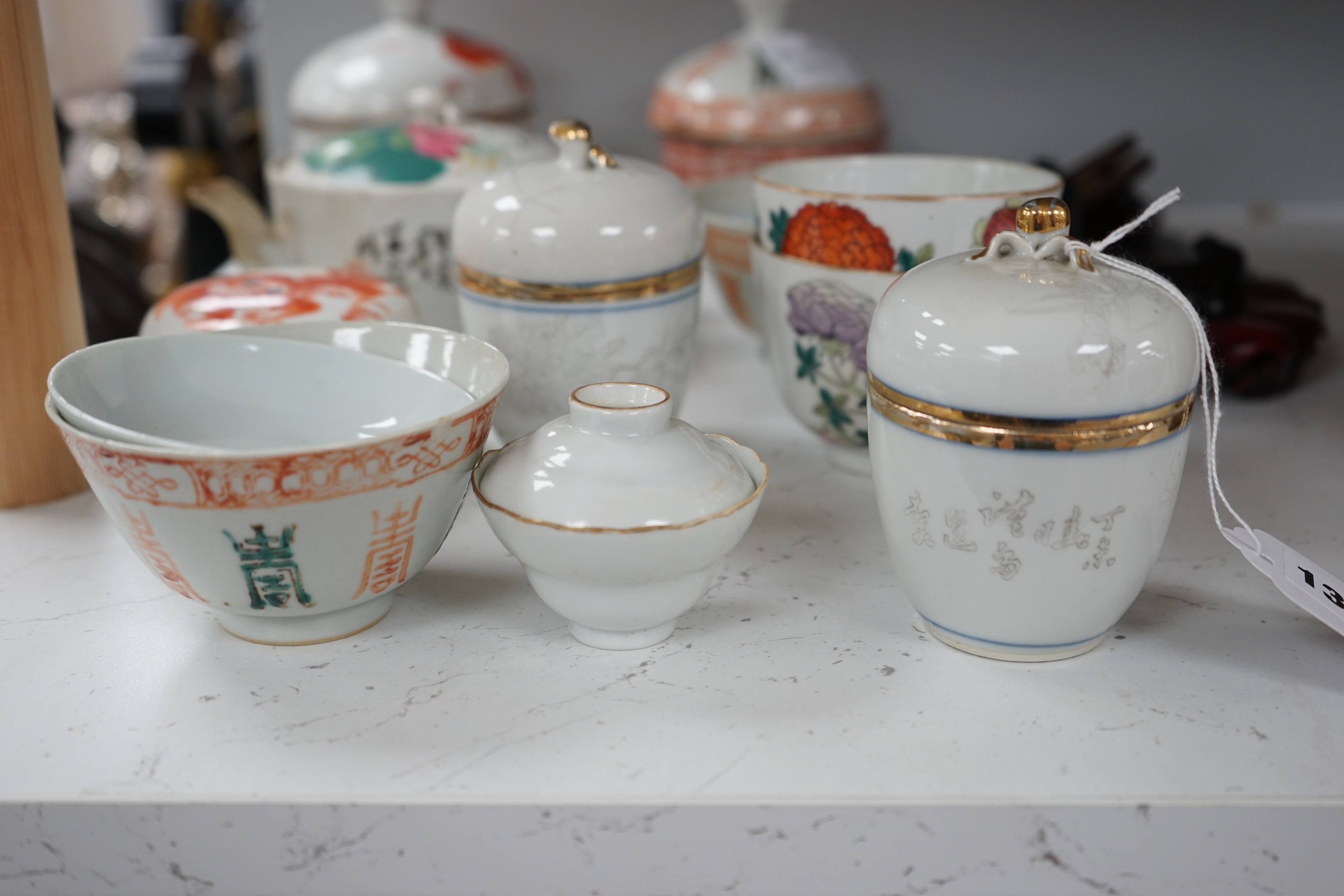 A group of various Chinese porcelain teawares, 19th and 20th century